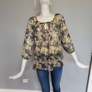 Princess Vera Wang Sheer Peasant Top, VGUC, Size M